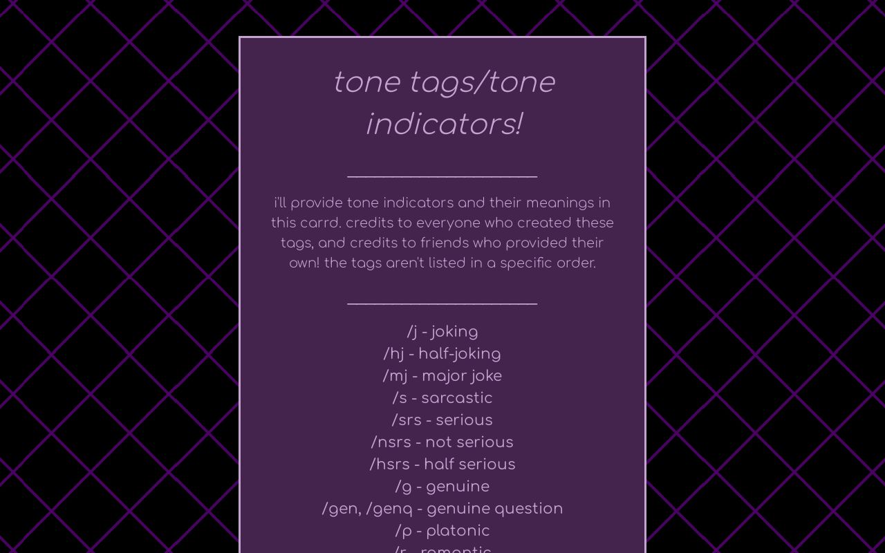 Tone Indicator List